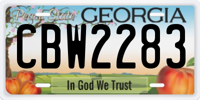 GA license plate CBW2283