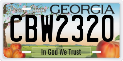 GA license plate CBW2320