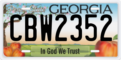 GA license plate CBW2352