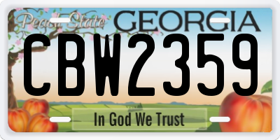 GA license plate CBW2359