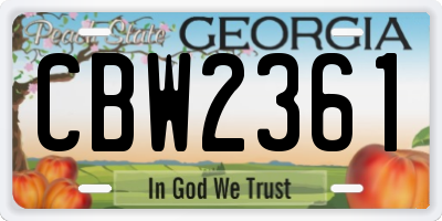 GA license plate CBW2361