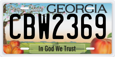 GA license plate CBW2369