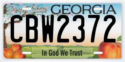 GA license plate CBW2372
