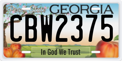 GA license plate CBW2375