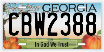 GA license plate CBW2388