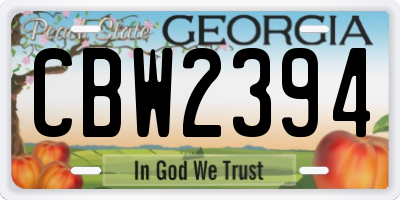 GA license plate CBW2394