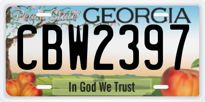 GA license plate CBW2397