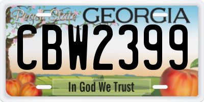 GA license plate CBW2399