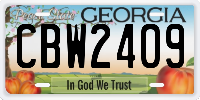 GA license plate CBW2409