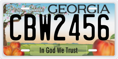 GA license plate CBW2456