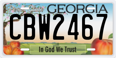 GA license plate CBW2467