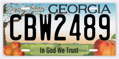 GA license plate CBW2489