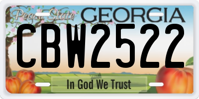 GA license plate CBW2522