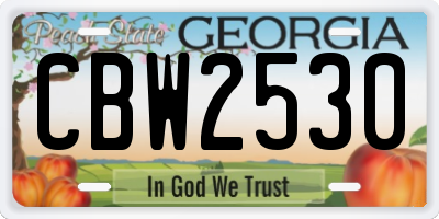 GA license plate CBW2530