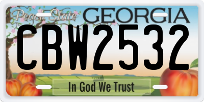 GA license plate CBW2532