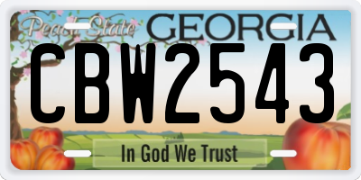 GA license plate CBW2543