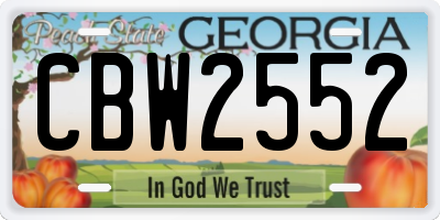GA license plate CBW2552