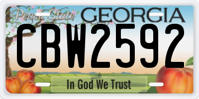 GA license plate CBW2592