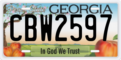 GA license plate CBW2597