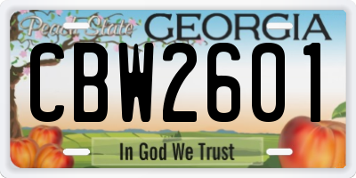 GA license plate CBW2601