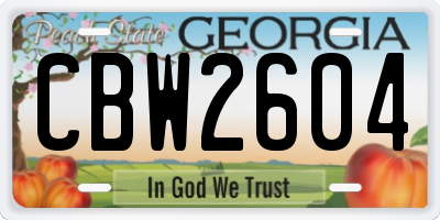 GA license plate CBW2604