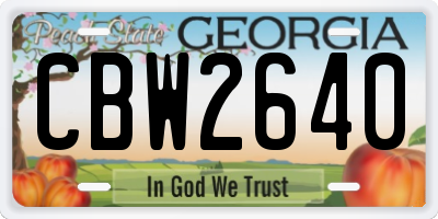 GA license plate CBW2640