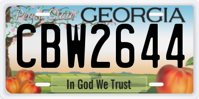 GA license plate CBW2644