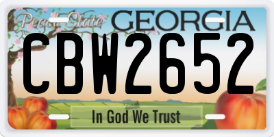 GA license plate CBW2652