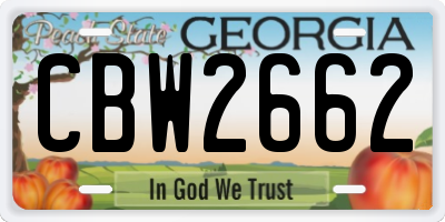 GA license plate CBW2662