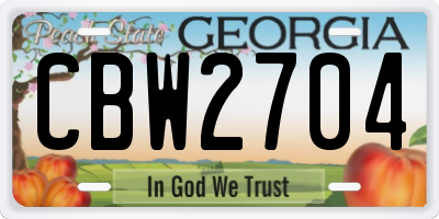 GA license plate CBW2704