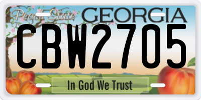 GA license plate CBW2705