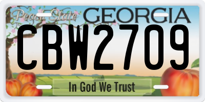 GA license plate CBW2709