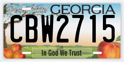 GA license plate CBW2715