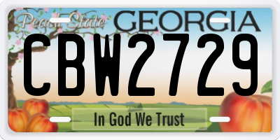 GA license plate CBW2729