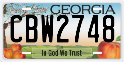 GA license plate CBW2748