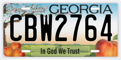 GA license plate CBW2764