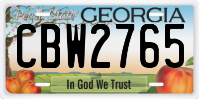 GA license plate CBW2765