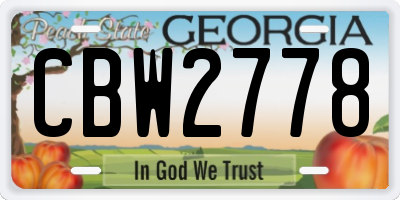 GA license plate CBW2778