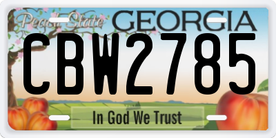 GA license plate CBW2785