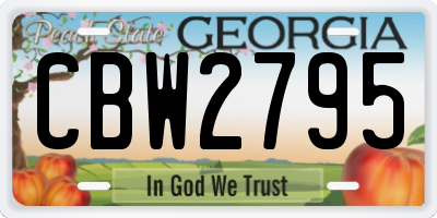 GA license plate CBW2795