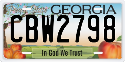 GA license plate CBW2798