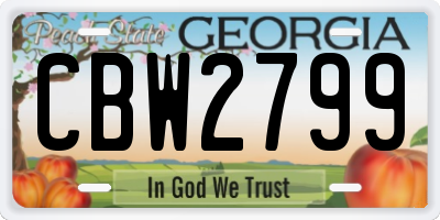 GA license plate CBW2799