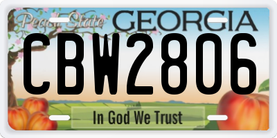 GA license plate CBW2806