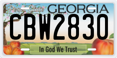 GA license plate CBW2830