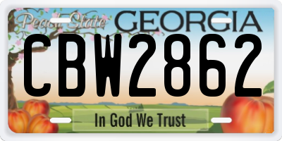 GA license plate CBW2862