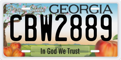 GA license plate CBW2889