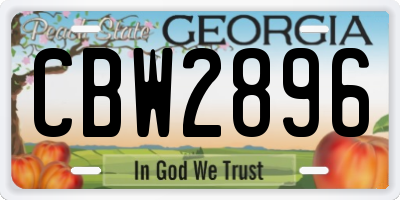 GA license plate CBW2896