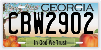 GA license plate CBW2902