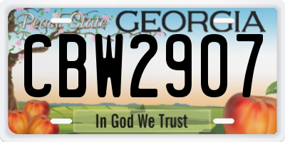 GA license plate CBW2907