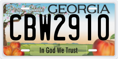 GA license plate CBW2910